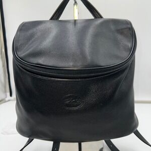 Longchamp Paris Leather Backpack Shoulder Bag Purse Designer France Black